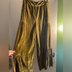 Flowy green velvet pants
